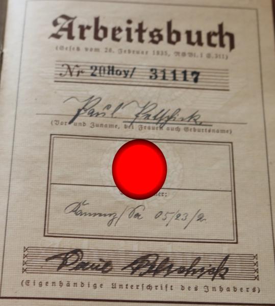 Military passport and work book of a man from Kamenz Saxony